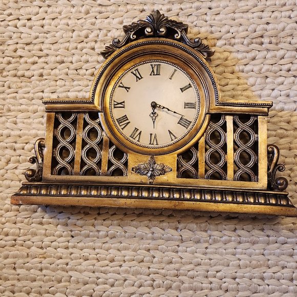 Accents Kirklands Mantel Gold Design Quartz Analog Clock Tabletop